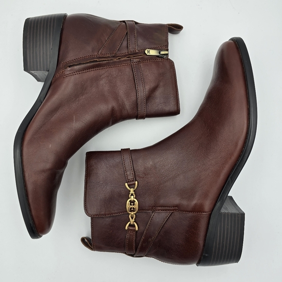 Sam Edelman Brawley Ankle Booties, Deep Pecan Leather, Women's Size 10 - Picture 16 of 16